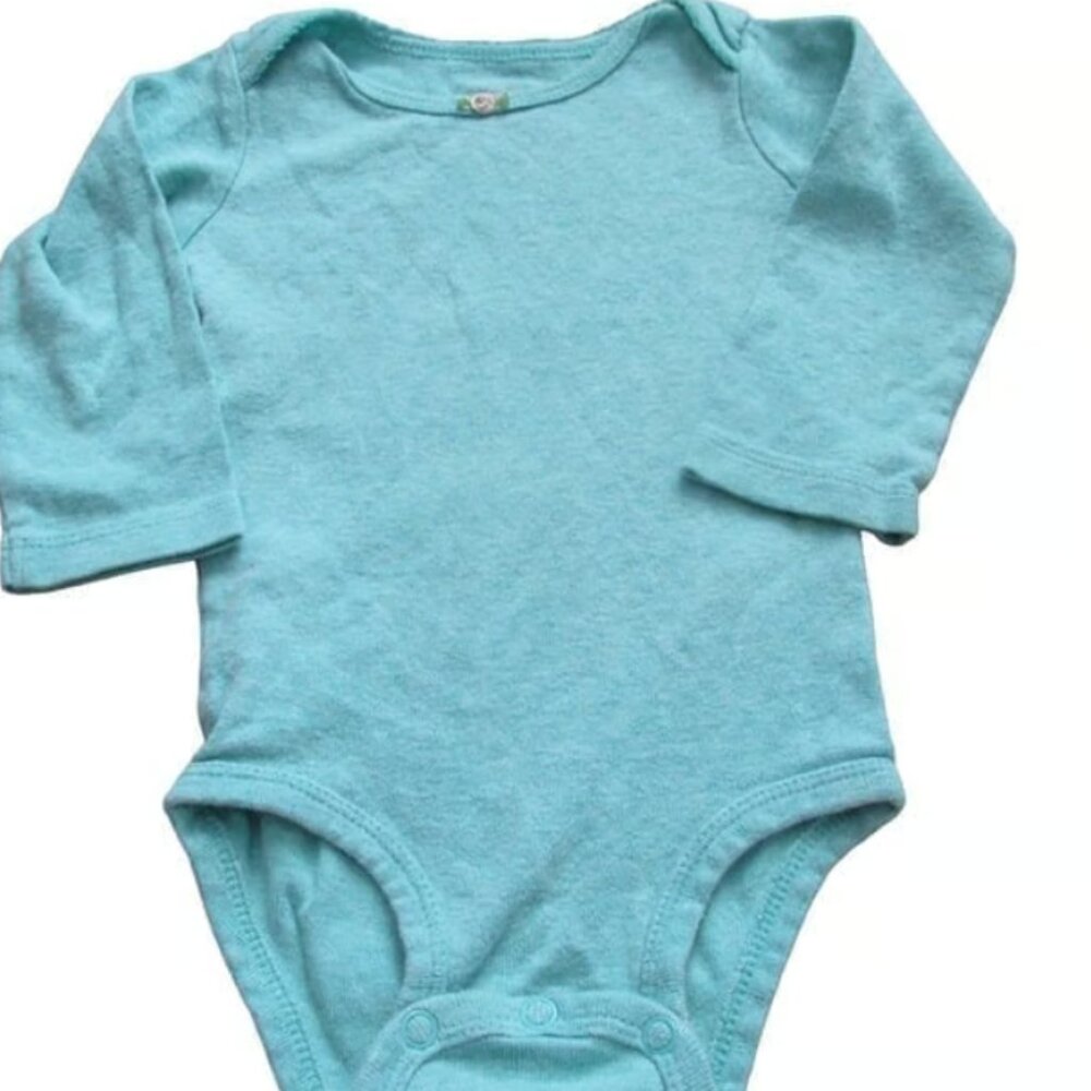 Carters One Piece Bodysuit Infant Girls Size 9M Blue Long Sleeve Crew Neck Snap